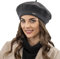 VIVISENCE Winter Baskenmütze Aus Wolle Für Damen Herbst Barette Warm Und Gemütlich Klassischer Schnitt Elegante Perfekte Für Herbst Und Wintertage Modell 7073, Dunkelgrau,Einheitsgröße