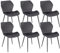 WOLTU Lot de 6 Chaises Salle à Manger, Chaise Scandinave, Chaise de Cuisine, Chaise Salon, Assise Rembourrée, Chaise en Velours, Gris Foncé/Noir, Pieds en Métal, BH356dgr-6