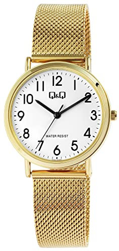 Q&Q Unisex-Uhr Edelstahl Milanaiseband Hakenverschluss 3 Bar Analog Quarz