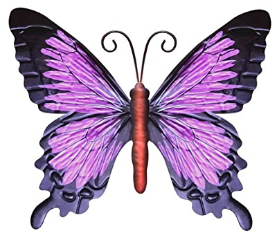 Lioaeust Großer Metall-Schmetterling, lila, Wandkunst, Dekoration, 23 x 27,5 x 1 cm, perfekt für Schlafzimmer, Wohnzimmer, Kinderzimmer, Garten, Terrasse, Schuppen, Wände, Zaun