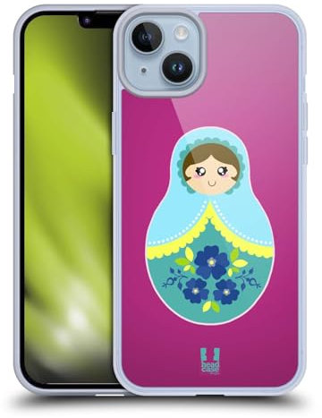 Head Case Designs Rosado Nidificación de Muñecas Caso de Gel Suave Compatible con Apple iPhone 14 Plus