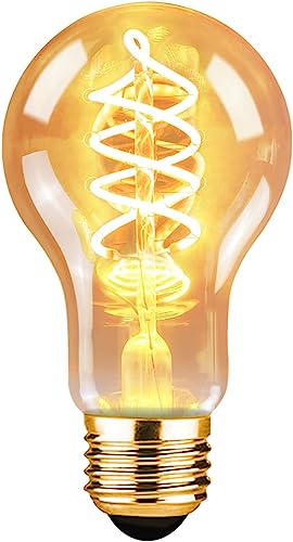 Kowanie 1x LED Glühbirne E27 Vintage Lampe - A60 Warmweiß Filament Leuchtmittel Edison Retro Glühlampe Warmweiß Energiesparlampe 4W Antike Deko Nostalgie Birne für Industrial Küche Flur Bar