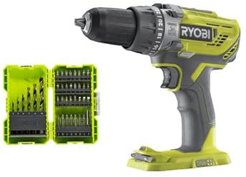 Pack RYOBI - Perceuse à percussion R18PD3-0 - 18V OnePlus sans batterie ni chargeur - Coffret 38 accessoires perçage-vissage - porte embouts RAK38SDD