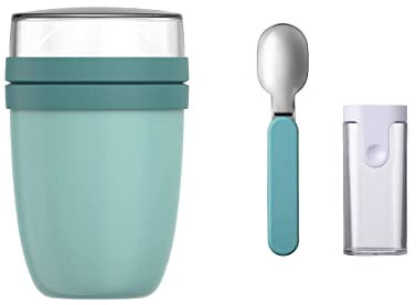 Mepal Lunchpot Ellipse Set mit faltbaren Löffel – Nordic Green – 500 ml praktischer Thermo-Essensbehälter, Joghurtbecher, to go Becher – Hält Speisen Lange warm oder kühl, polypropyleen, 500 + 200 ml