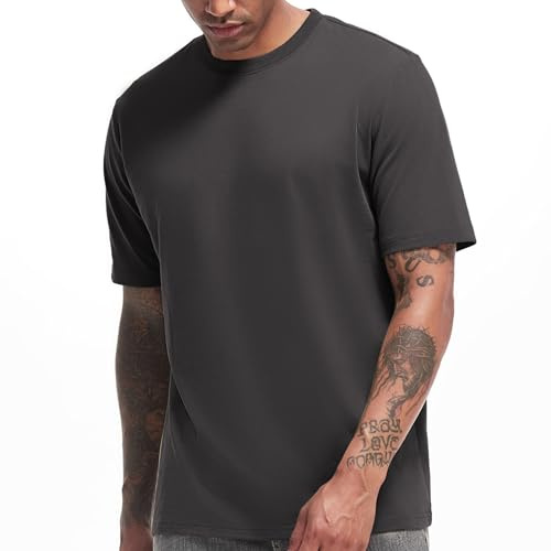 VEIISAR Men's Heavy Weight Crew Neck T-Shirt Mens Premium Cotton Tee - Pre Shrunk S-3XL