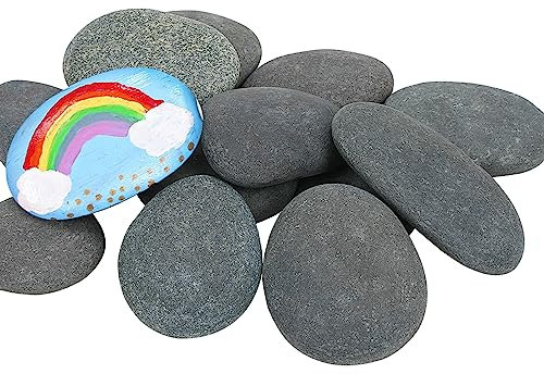 Stoepeoco 60 pcs Stück Flache Steine zum Bemalen,5-8 cm Glatte Kieselsteine zum Bemalen,Flache Kieselsteine zum Basteln,handverlesene Naturstein Aquarium Deko-Steine