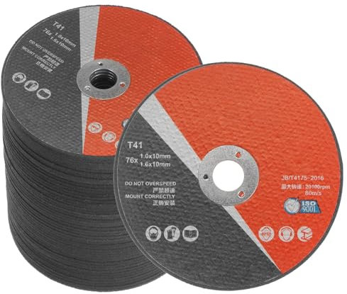 sourcing map 50 dischi da taglio da 10 mm x 76 mm x 1,6 mm, in metallo sottile, in acciaio inox, per smerigliatrice angolare, colore nero