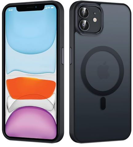 Yoedge Magnetica Cover per Apple iPhone 11 6,1, Compatibile con MagSafe, Custodia Traslucida Matte Hard PC, Ultra Sottile TPU Antiurto Anti-Graffio Protettiva Case per iPhone 11, Nero