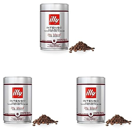 illy Coffee, Intenso Coffee Beans, Dark Roast, 100% Arabica Coffee Beans, 250g (Pack of 3)