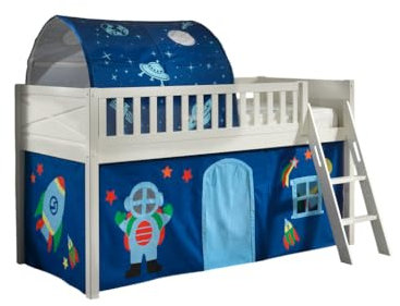 Vipack Scott Hochbett und Vorhang Astro Tunnel, Weiß, 90 x 200 cm