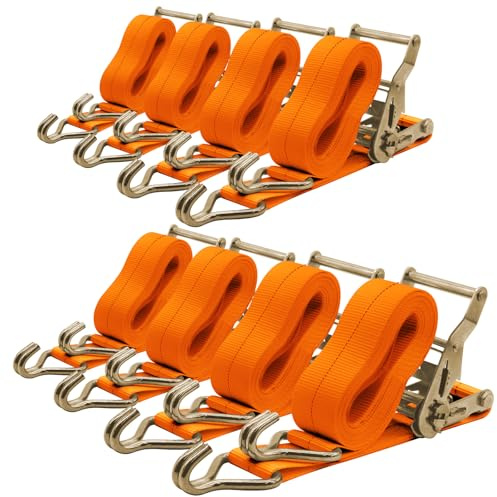 SALUINOKI 2 inch Ratchet Straps Heavy Duty Tie Down Strap 2 x 15 FT 8 Pack