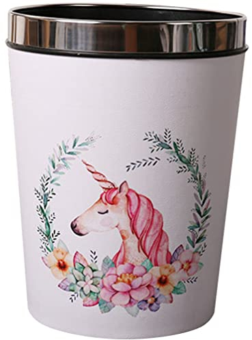 Children's Trash Can Unicorn Trash Can Cartoon Pressure Ring Trash Can Lidless Paper Waste Basket Garbage Bin Home Office Decoration 12L