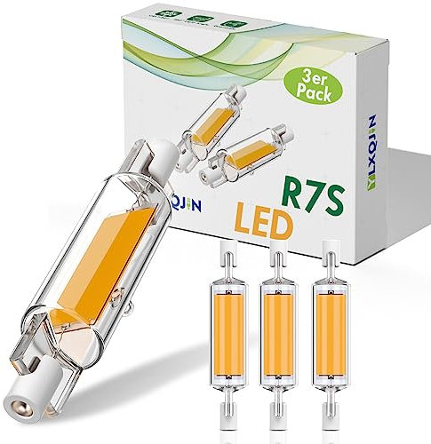 YLXQJIN R7S LED 78mm Dimmable, Ampoule R7S LED 78mm 10W, R7S 78mm LED Bulbs Remplace Ampoules Halogènes R7S 80W, 800LM, AC/DC 220-240V (3pcs Warm White, 78mm 007)