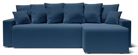 BAÏTA Ecksofa Alma 4-Sitzer, umwandelbar, Cordstoff, Kobaltblau