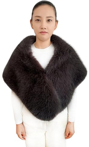 Lina & Lily Damen Winter Stola Schal aus Kunstfell Hochzeit Braut (Dunkelgrau)