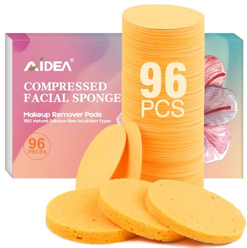 AIDEA Compressed Facial Sponges, 96Count, Face Sponges for Cleansing
