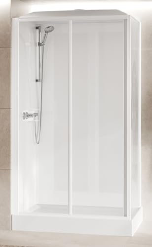 Novellini Media Glass 2P Standard Tettuccio Soffione 120x80 cm Cabina Doccia Multifunzione Apertura 1 Anta Scorrevole Reversibile Miscelatore Termostatico Vetro Trasparente Profilo Bianco Alto 226 cm
