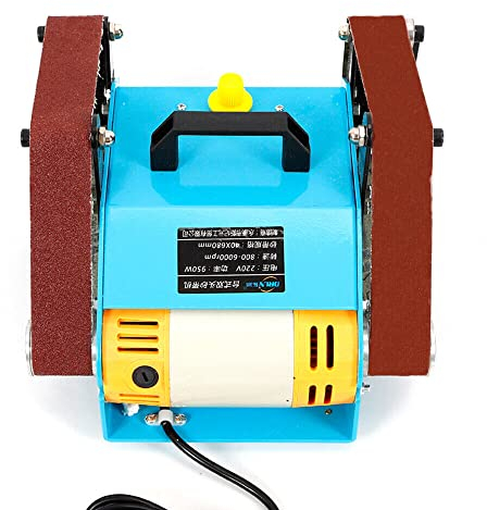 Messermacher Tischbandschleifer Doppelbandschleifer 950W Elektrische Schleifmaschine Bandschleifer für die Metallbearbeitung und das Polieren von Eisenwaren