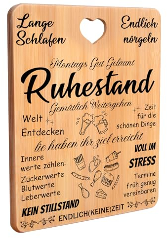 Ruhestand Geschenk, Renteneintritt Geschenk Frau Männer - Graviertes Bambus Schneidebrett, Rente Geschenk, Witzige Geschenke Ruhestand, Geschenk zum Renteneintritt Kollege, Rentner, Frauen, Männer