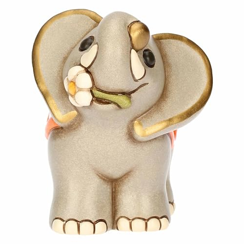 THUN, Elefant Elly mit Blume aus Keramik, handverziert, mittlere Version, 12,1 x 9 x 11 cm