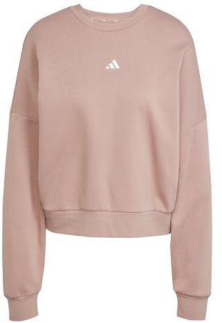 adidas Damen Essentials SMALL Logo Feel Cozy Relaxed FIT Sweatshirt, warm Clay/White, S