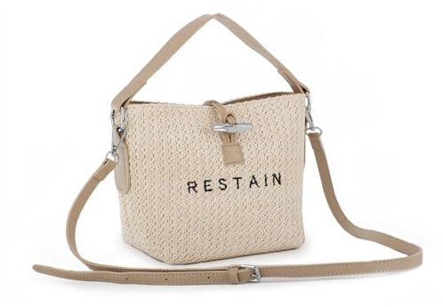 Jywmsc Sacs à Bandoulière en Paille pour Femmes, Sacs à Main et Sacs à Main en Paille D'été, Pochette à Bandoulière Seau pour Les Vacances