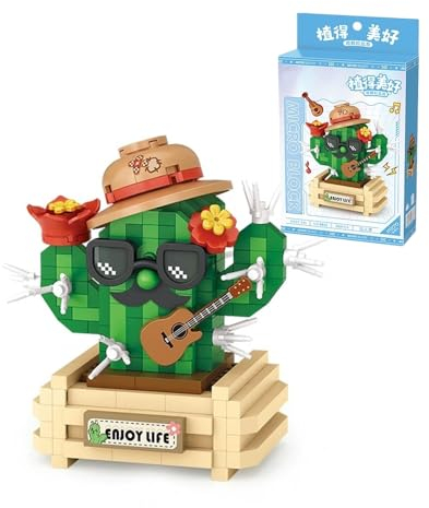 Tirff Kaktus Bausteine Bausatz, 380 Klemmbausteine Mini Bonsai Bausteine, Kreatives Künstliche Blumen Bauset, Botanik Kollektion Bauspielzeugsets Kunstpflanzen, Geschenk für Erwachsene Teenager