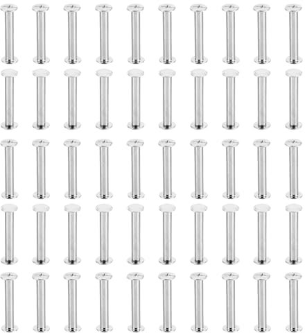 PATIKIL M5x30mm Chicago-Schrauben, 50 Sets Chicago-Schrauben Phillips-Bindungsschrauben Bolzen Leder-Nieten Messing-Befestigungselemente Verbindungsstücke Stahl, silberfarben