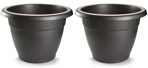 Tradineur - Pack de 2 Maceta Redonda Terracota - Fabricado en Plástico - Macetero Apto para Exterior e Interior del hogar - Ø 25 cm - Color Surtido