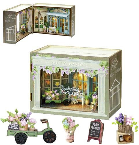 TOPBSFARNY DIY Miniatur Holz Puppenhaus Bausatz, 3D-Möbel und Raummodell kann Türen öffnen, Kreativität Geschenkidee für Valentinstag, Geburtstag (Molly Gaeden)