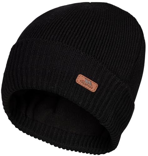 Trespass Unisex Erwachsene Strickmütze mit Fleecefutter Chuck, Schwarz , L/XL