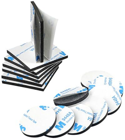 Uniclife 40 Pcs Double Sided Adhesive Pads Super Sticky Foam Pads Extra Strong Adhesive Tapes Square & Round Waterproof Heavy Duty Mounting Pads for Home Office Car School, Black