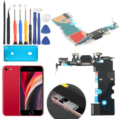 Replacement for iPhone SE 2 2020 Charging Port Dock Connector for iPhone SE 2 2020 A2275 A2296 A2298 Charging Port Replacement USB Charger Board Flex Cable Assembly Accessories with Repair Tools