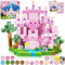 ToyUnited Magnetic Blocks -100PCS Princess Magnetic Building Blocks Pink Castle Tiles Stacking Cubes Game, Construction Sensory Toys for Girls Ages 3 4 5 6 7 8 9 10 Kids Toddlers Gifts Birthday