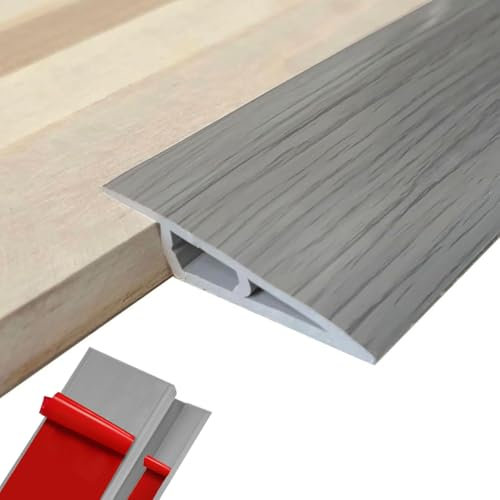 Door Thresholds Ramps for Doorways Floor Transition Strips 72 inch, Threshold 1/2'' ~ 3/5'', Edge-Reducer Transition Strip for Door Carpet Tile Floor (Wood Grain Gray)