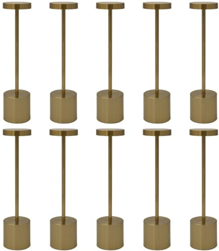 Luxus - Tischlampe Touch Emilie - Gold - H34 x Ø8 - Terrassenlampe - Schreibtischlampe - LED - Wiederaufladbar - Dimmbar - Tischlampe für innen und außen