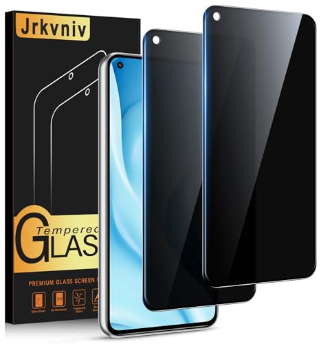 Jrkvniv Verre Trempé pour Xiaomi 11 Lite 5G NE/Mi 11 Lite 4G/5G Anti Espion,Anti Spy Dureté 9H Vitre Film Protection écran Anti-Rayures Sans Bulles Privacy Transparent HD Protecteur,2 Pièces