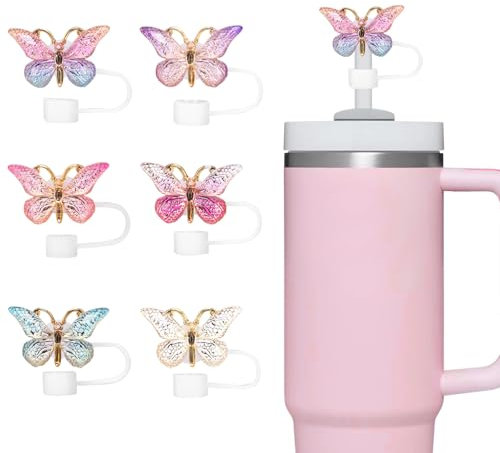 GOZINA Stanley Cup Accessories Straw Cover, Stanley Straw Topper, Straws Cover Cap for Stanleys Cup 40/30 Oz, Reusable Stanleys Spill Stopper, 6PCS 10mm Dust-Proof Silicone Straws Toppers