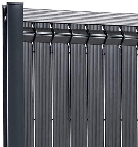 KIT OCCULTANT CLOFENCE LATTE PVC POUR PANNEAU DE GRILLAGE RIGIDE, BRISE VUE, BRISE VENT GRIS RAL 7016 (1M23)