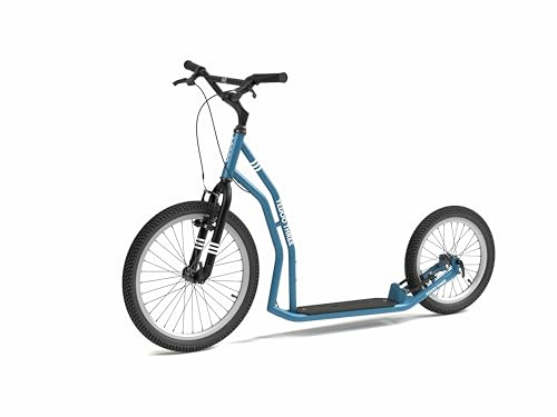 YEDOO Three Y40 Tretroller - Kickscooter für Erwachsene mit Luftreifen 20/16 und Tragfähigkeit bis zu 150 kg. Scooter Roller mit verstellbarem Lenker. Blau