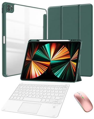 Étui Clavier pour iPad Pro 12,9 Pouces 6e/5e/4e/3e génération 2022/2021/2020 avec Souris, pavé Tactile Étui Clavier Amovible avec Support pour Stylet