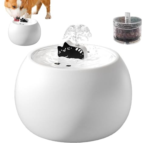 Renchey Fuente De Agua para Mascotas | Bebedero para Gatos con Filtro Recargable,Dispensador Automático Recargable con Sensor Y Filtro 3D para Perros En Casa O Exterior