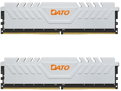 DATO 32Go Kit (2x16Go) RAM DDR5 6000 MHz avec dissipateur Thermique, PC5-48000 CL38 1.35V, 288 Broches, Non-ECC UDIMM, Mémoire de Jeu pour Ordinateur de Bureau, Extreme Blanc