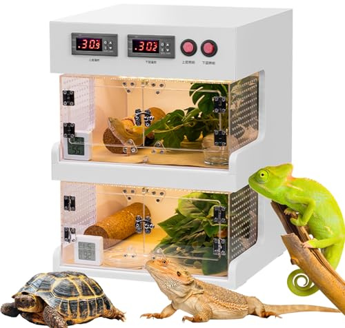 Reptile Terrariums with Thermostat Box, Dual Temperature Control, Hot and Cold Partition, Lock Buckle, Ideal for Lizards, Snakes, and Horned Frogs
