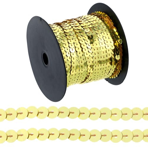 100 Yards 6MM Pailletten Rolle, Glitzer Paillettenband Flache zum Basteln | Pailetten Borte, für Kleid Dekorieren, Schmuck Ornament, Stirnband, Tanzbekleidungen Armband