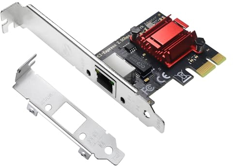 2.5GB PCIe Network Card, 2.5G NIC with RTL8125B Chip, 2.5GBase-T Internal Computer Networking Card, 2500/1000/100Mbps Ethernet Adapter, RJ45 LAN Controller Supports Windows 7/8/10/11/Linux/MAC