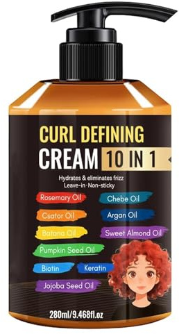 Creme 280ml Leave-In Feuchtigkeitsspendende Anti-Frizz Pflegespülung | Bouncy Creme für Männer und Frauen, für tägliche Pflege, Reisen, Zuhause und Salon