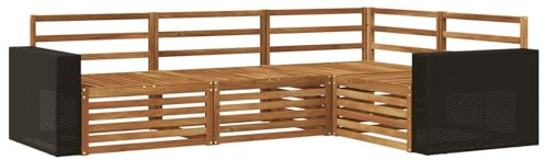 vidaXL Outdoor-Sofagarnitur 4 pcs Natur 255,5 x 176,5 x 73 cm, Patio Lounge, modernes Outdoor-Sofa, wetterbeständige Eckbank, robuster Gartenmöbel, Bequeme Terrassenbestuhlung