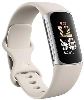 Google Fitbit Charge 6 Activity Tracker con abbonamento Premium di 6 mesi incluso, 7 giorni di durata della batteria e Google Wallet e Google Maps, porcellana/alluminio argento (ricondizionato)