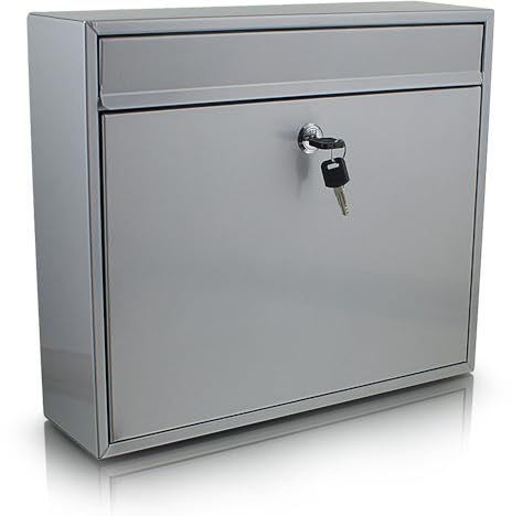 Briefkasten Wandbriefkasten Postkasten Metall mit Fronteinwurf Silbergrau